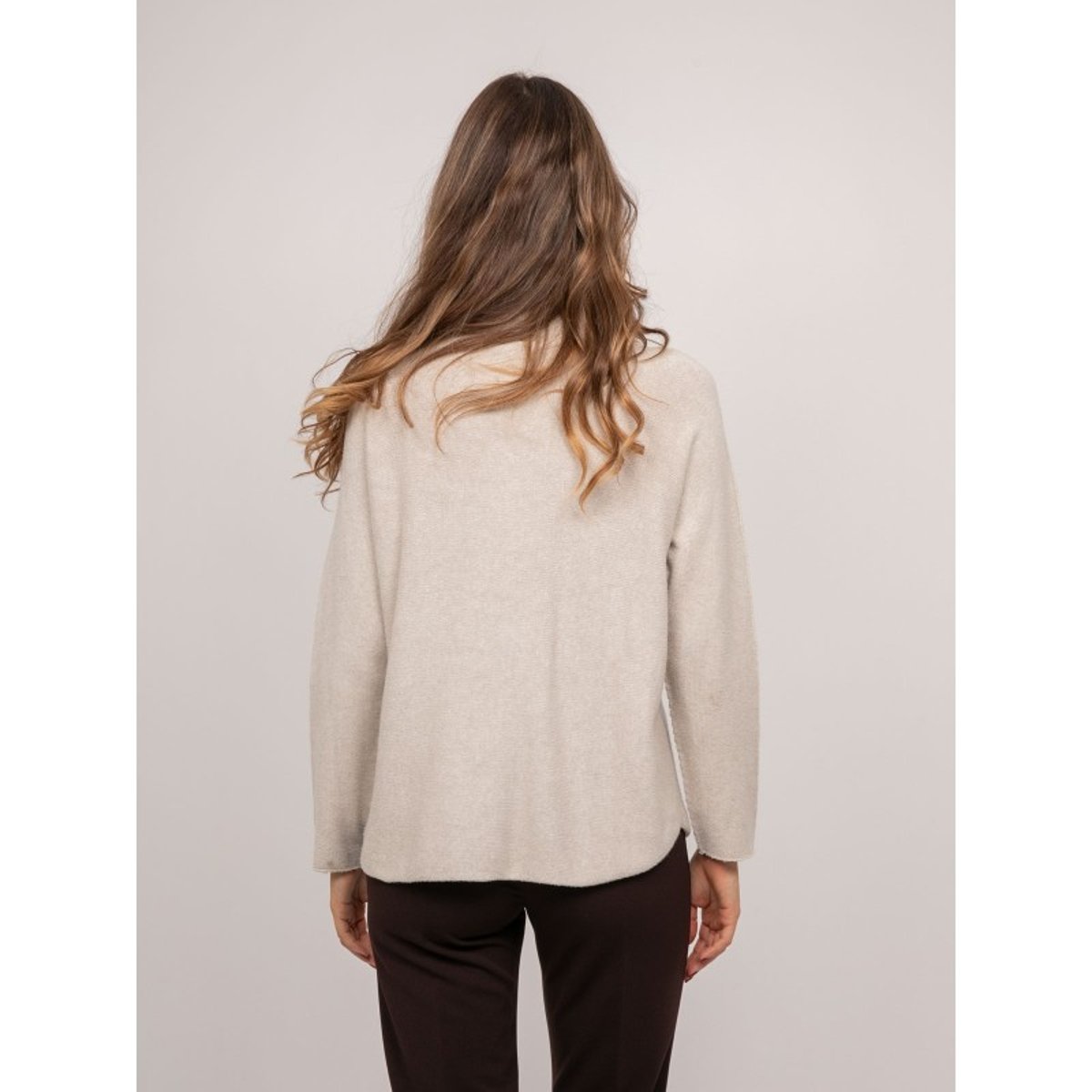 Pull Maille Col Montant Oversize Kaleta gris, DONA LISA