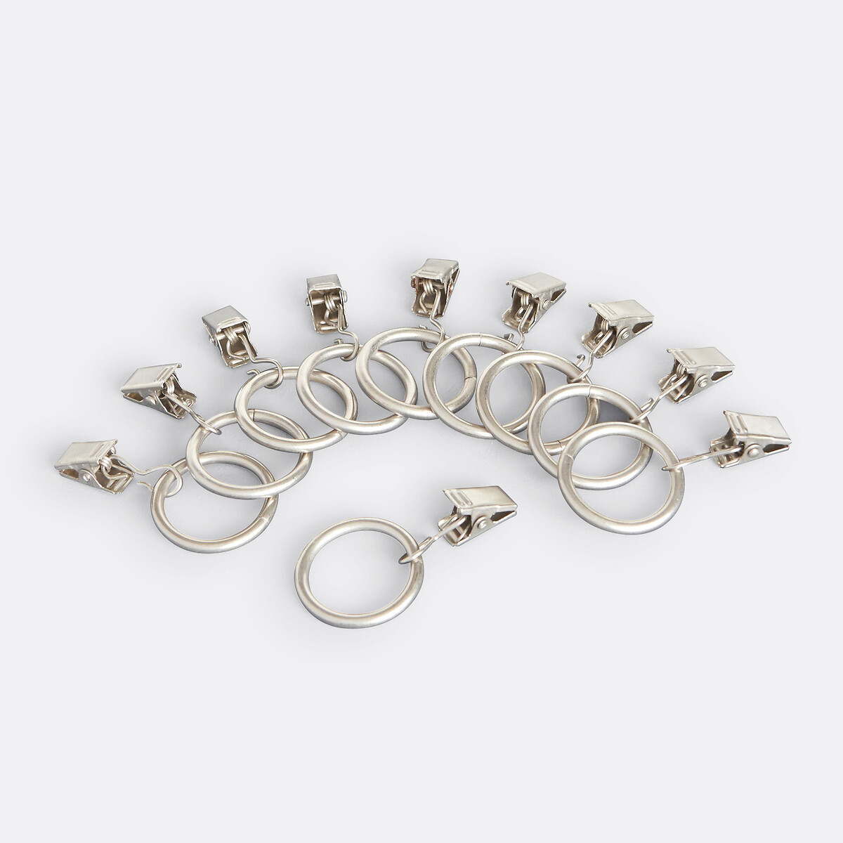 Set van 10 gordijnknijpers Onega, diam 36 mm gechromeerd grijs, LA REDOUTE INTERIEURS