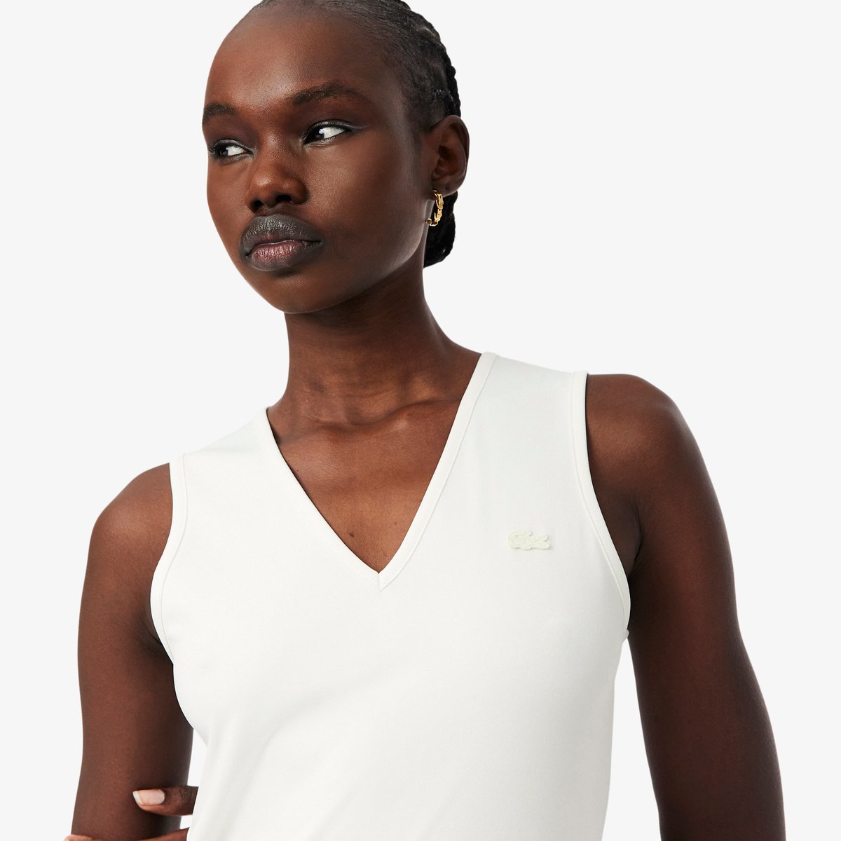 Robe longue plissée sans manches blanc-70v, LACOSTE