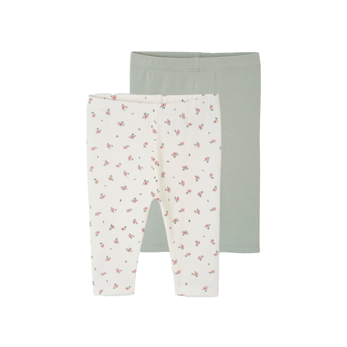 Lot de 2 leggings Basics vert sauge, VERTBAUDET