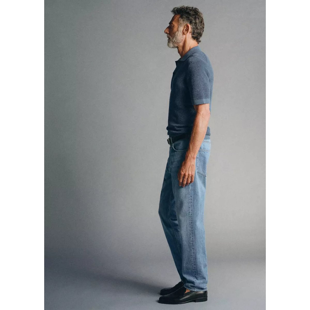Polo en mélange de coton fil Pinori Filati bleu marine, MANGO MAN