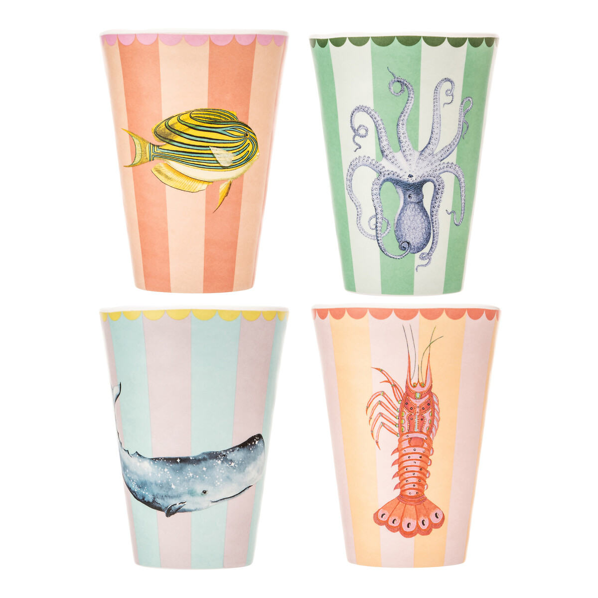 Set of 4 Outdoor Melamine Tumblers multi-coloured, YVONNE ELLEN