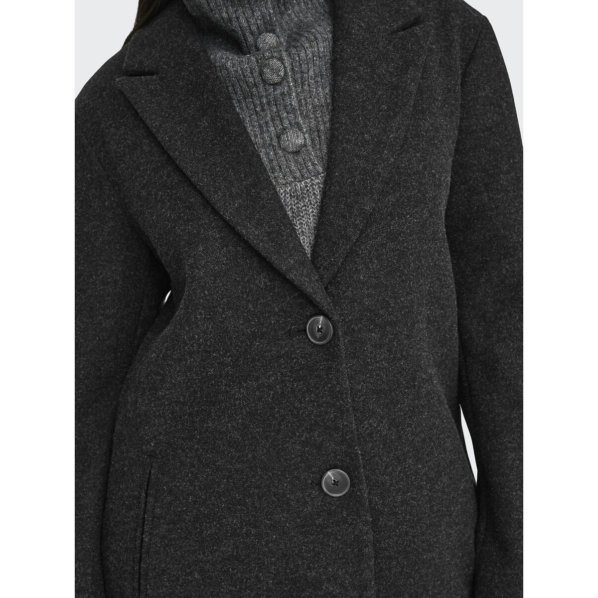 Manteau mi-long, col à revers noir, JDY