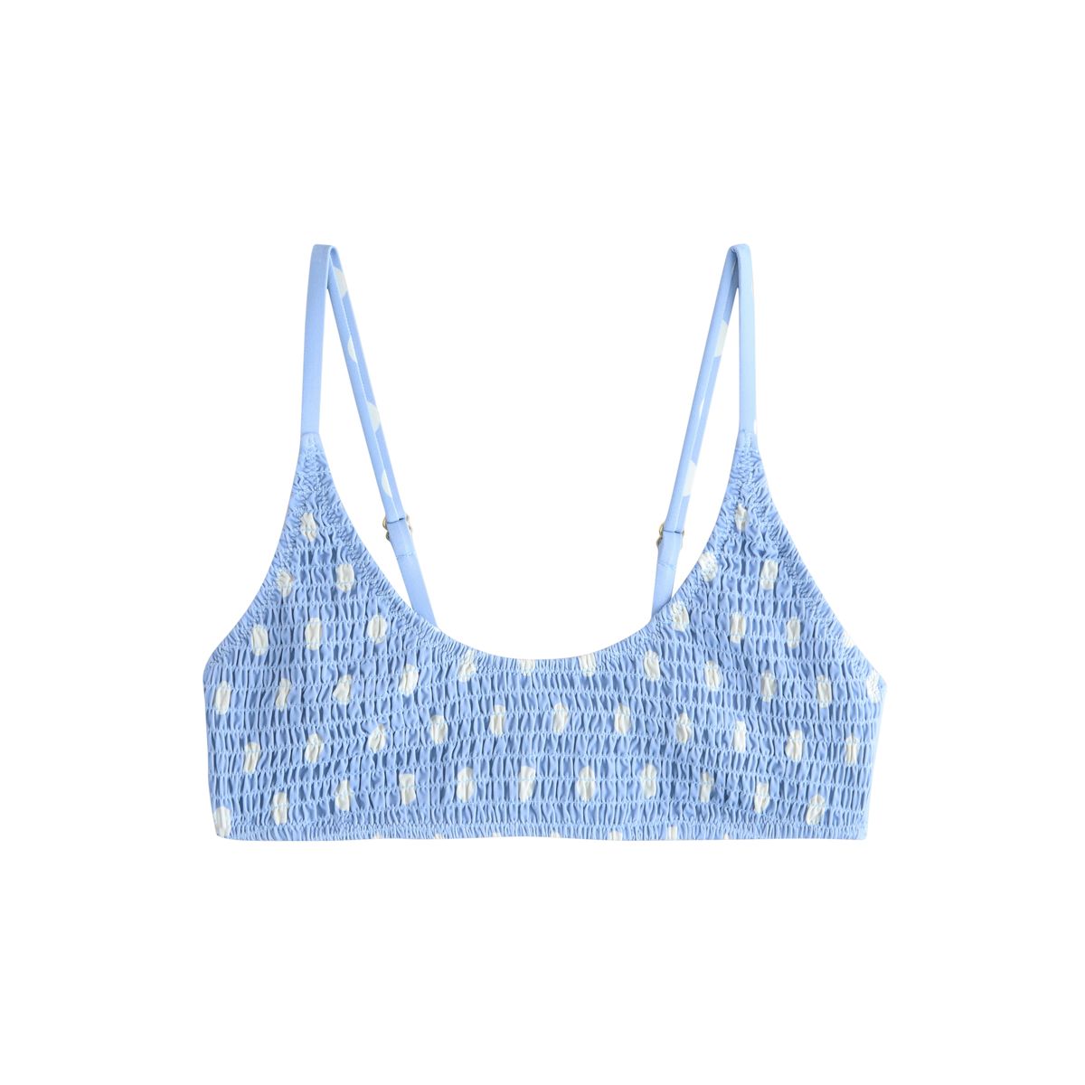 Haut de bikini court froncé pois bleus/crème, NEXT