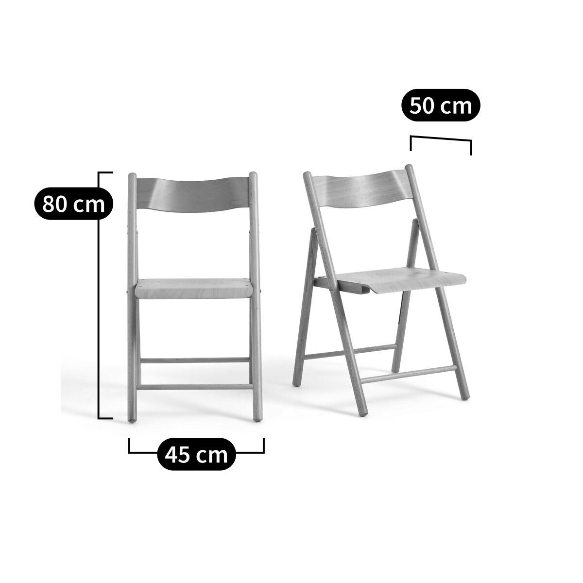 Lote de 2 sillas plegables de haya y madera contrachapada, Panni madera oscura, LA REDOUTE INTERIEURS