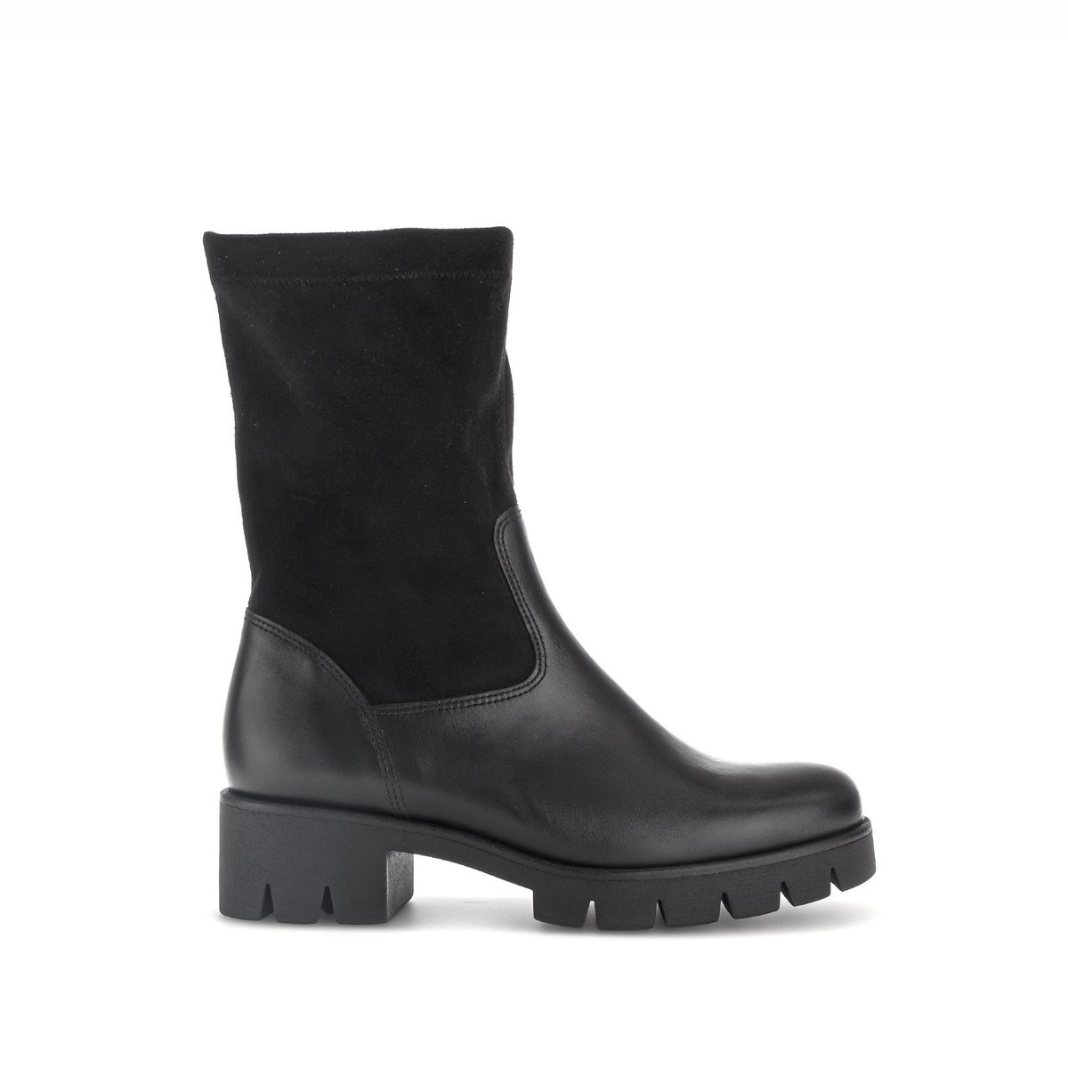 Bottines en cuir lisse/velours à talon décroché noir velours, GABOR