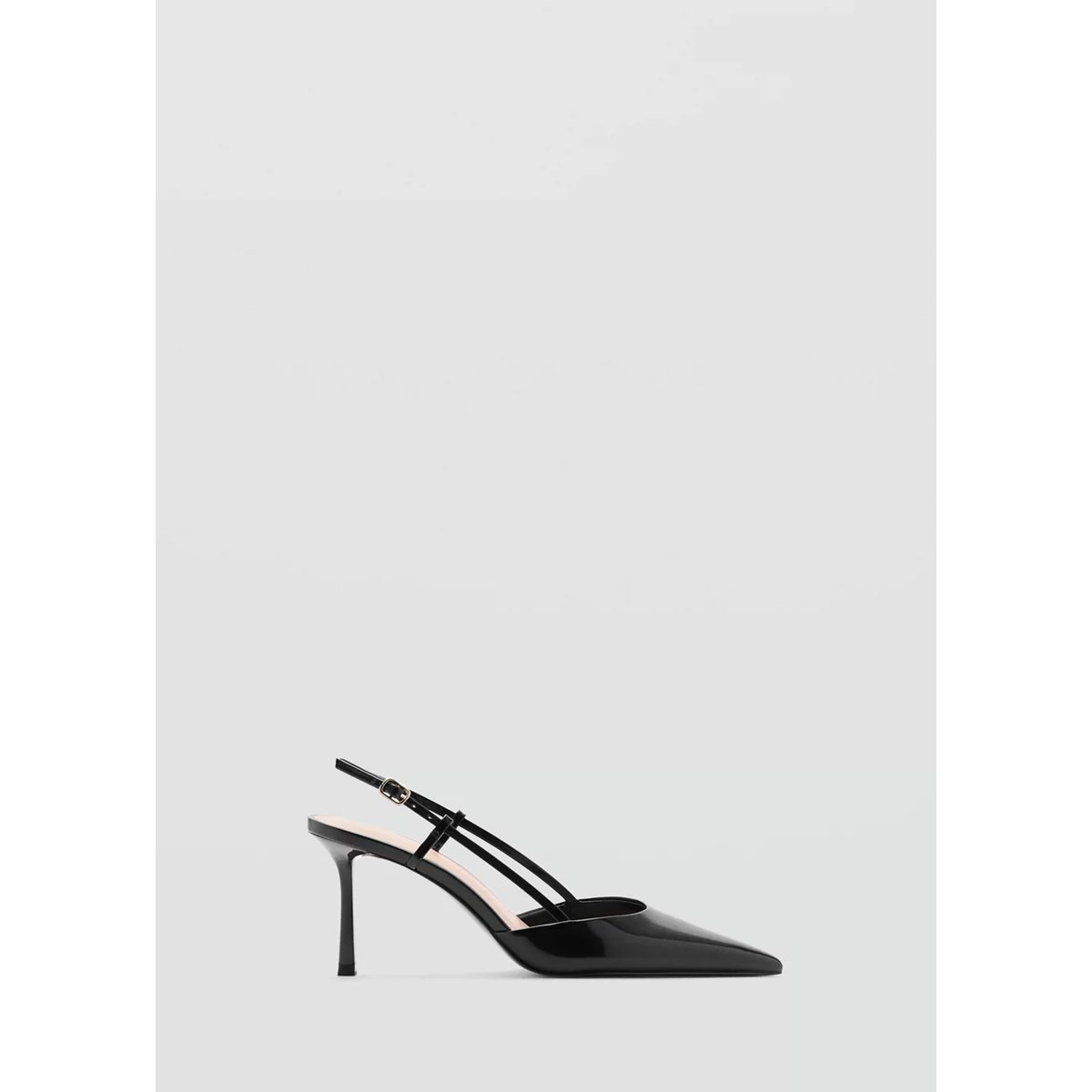 Chaussures talon cuir pointues noir, MANGO