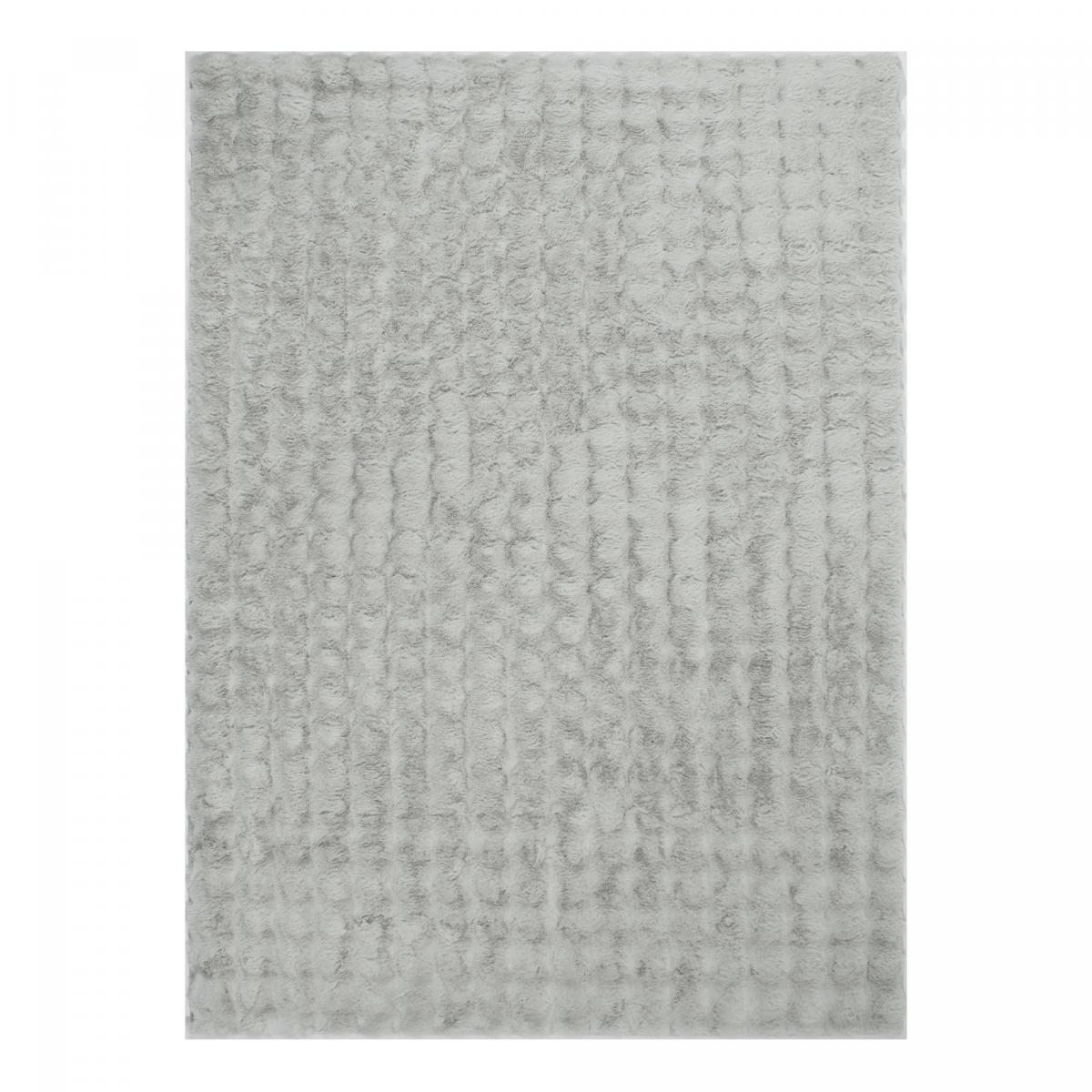 Tapis shaggy, faux uni sobre, poil long shaggy moelleux LYN58 BUBL gris, blanc, UN AMOUR DE TAPIS