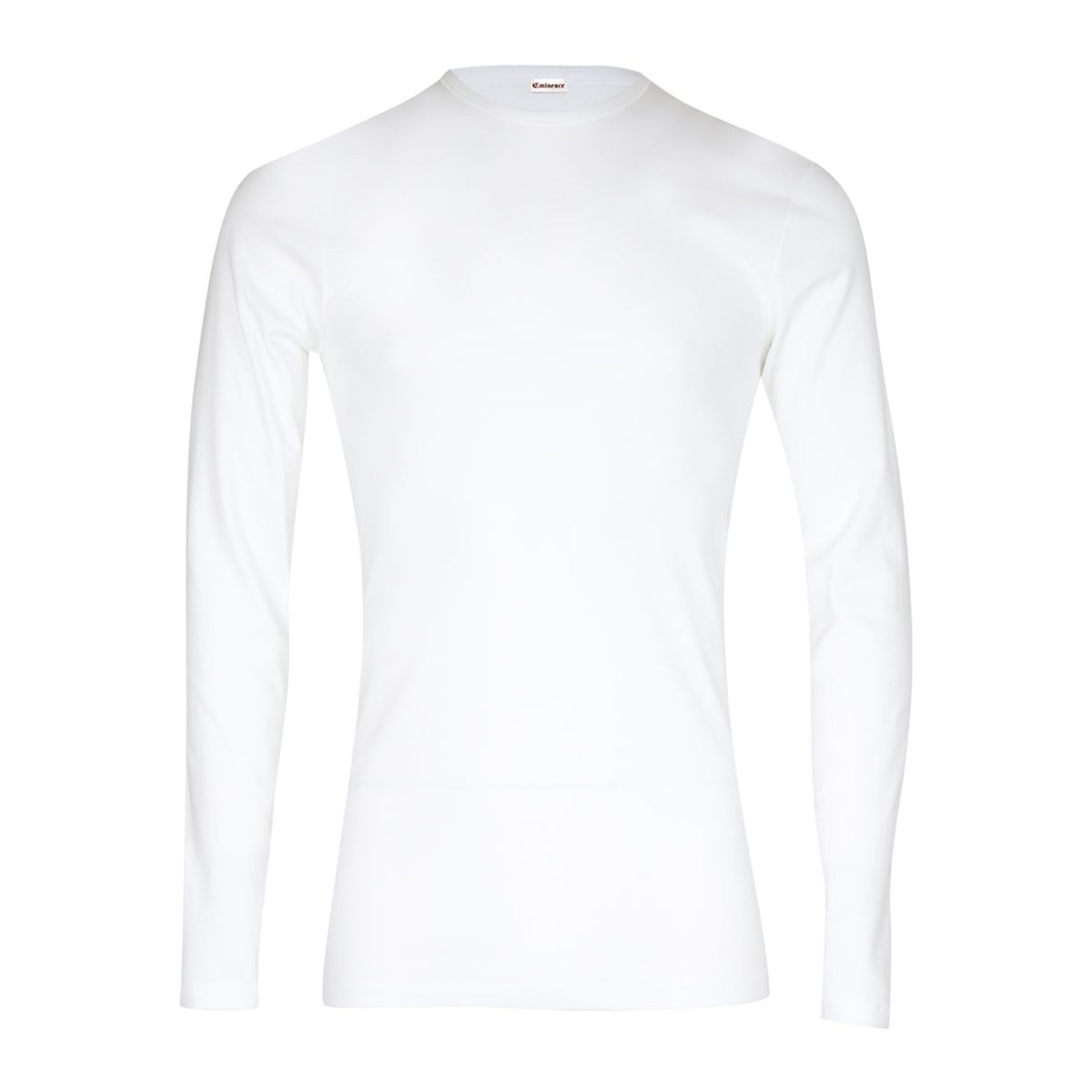 T-shirt col rond manches longues  PUR COTON PREMIUM blanc, EMINENCE