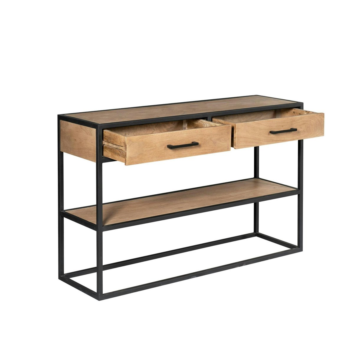 Console d'entrée bois clair 2 plateaux 2 tiroirs RIVANO bois naturel, PIER IMPORT