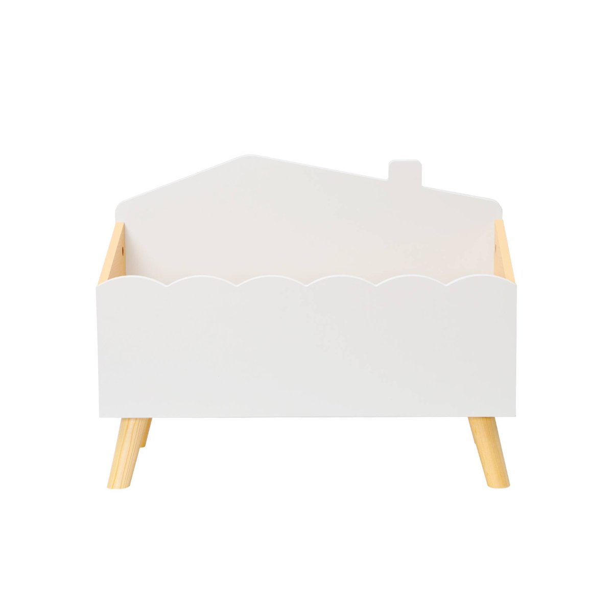 Coffre à jouets enfant décor bois AZUR blanc, SWEEEK