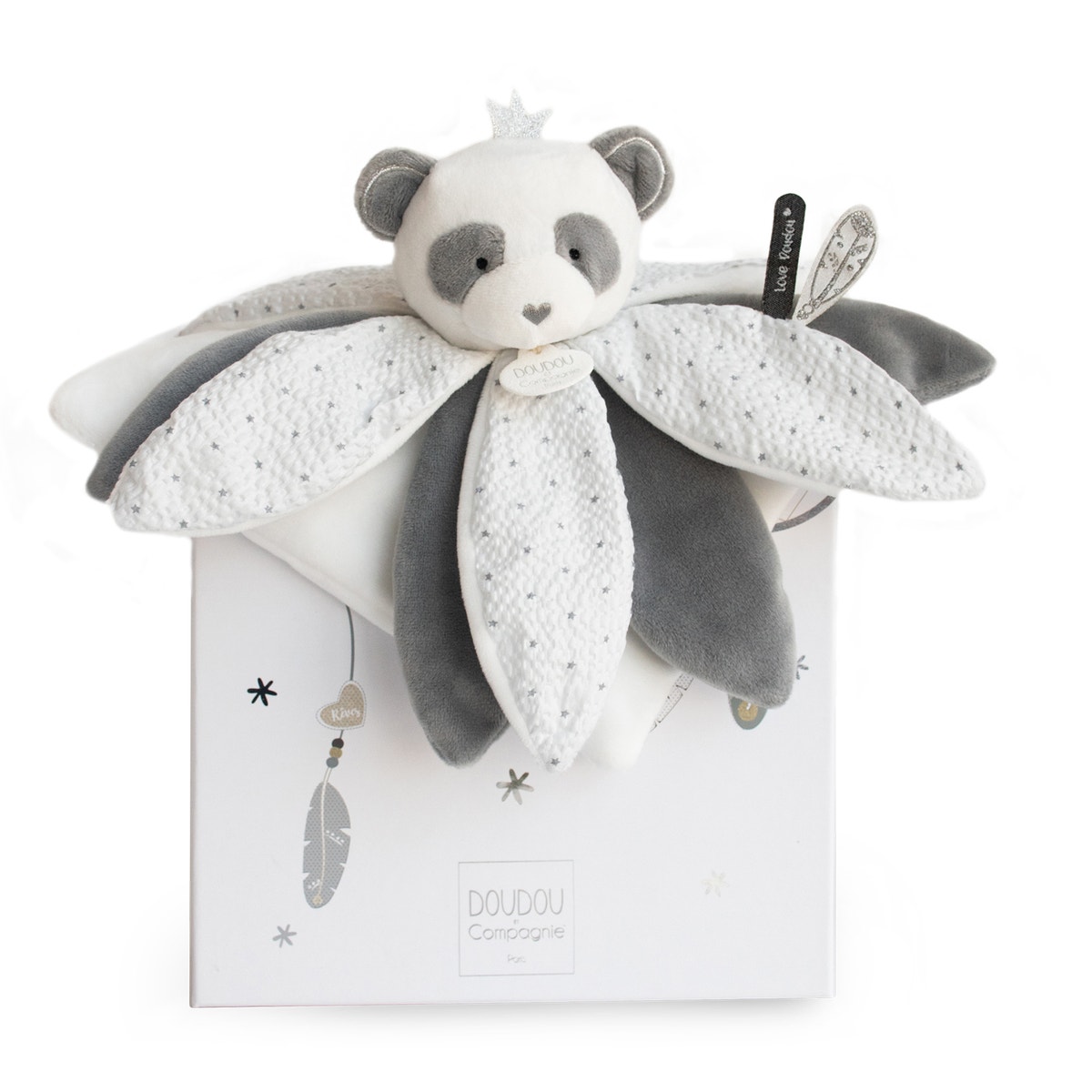 Doudou Panda Pétales Attrape Rêve Dc3548 gris, DOUDOU ET COMPAGNIE