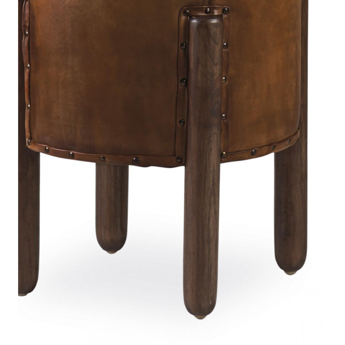 Tabouret cuir marron, DECORATION D’AUTREFOIS