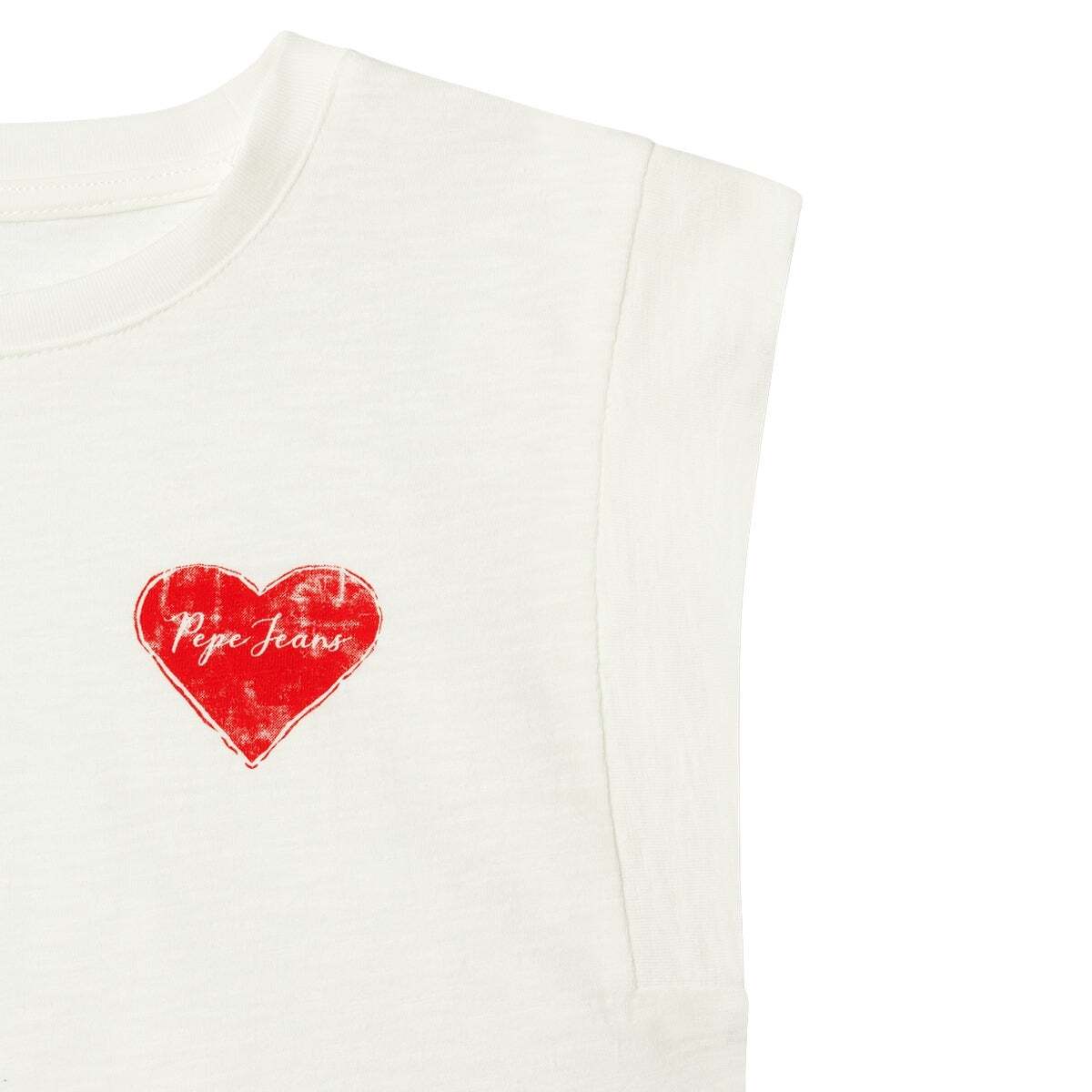 T-Shirt Sans Manches Imprimée blanche mousse, PEPE JEANS