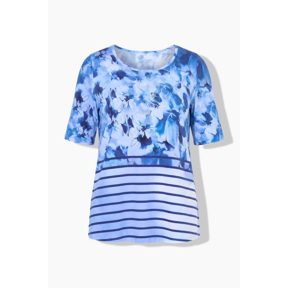 T-shirt en coton Pima marine foncé, ULLA POPKEN