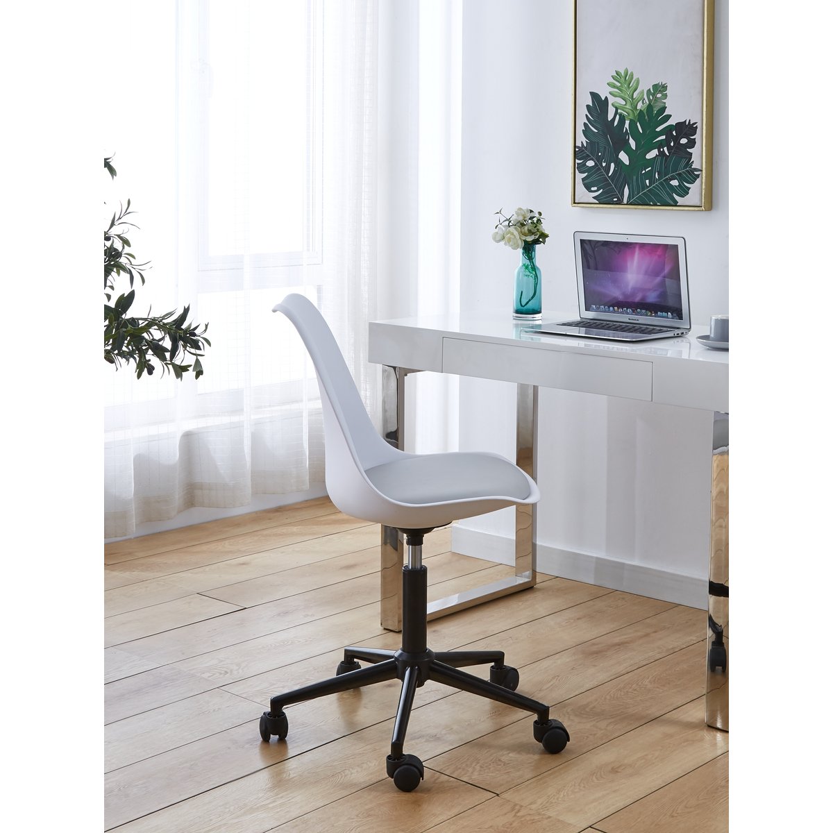 Chaise de bureau style scandinave, OFFESBJERG blanc, NORDLYS