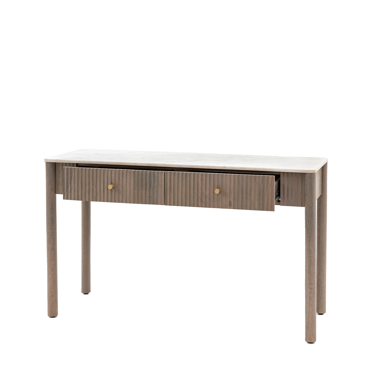 Manor Ribbed Wood 2 Drawer Console with Marble Top grey, ÉDITÉ