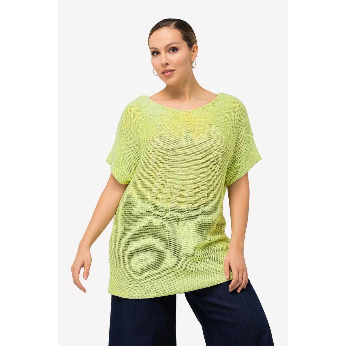 Pull oversized à imprimé palmiers vert clair, ULLA POPKEN