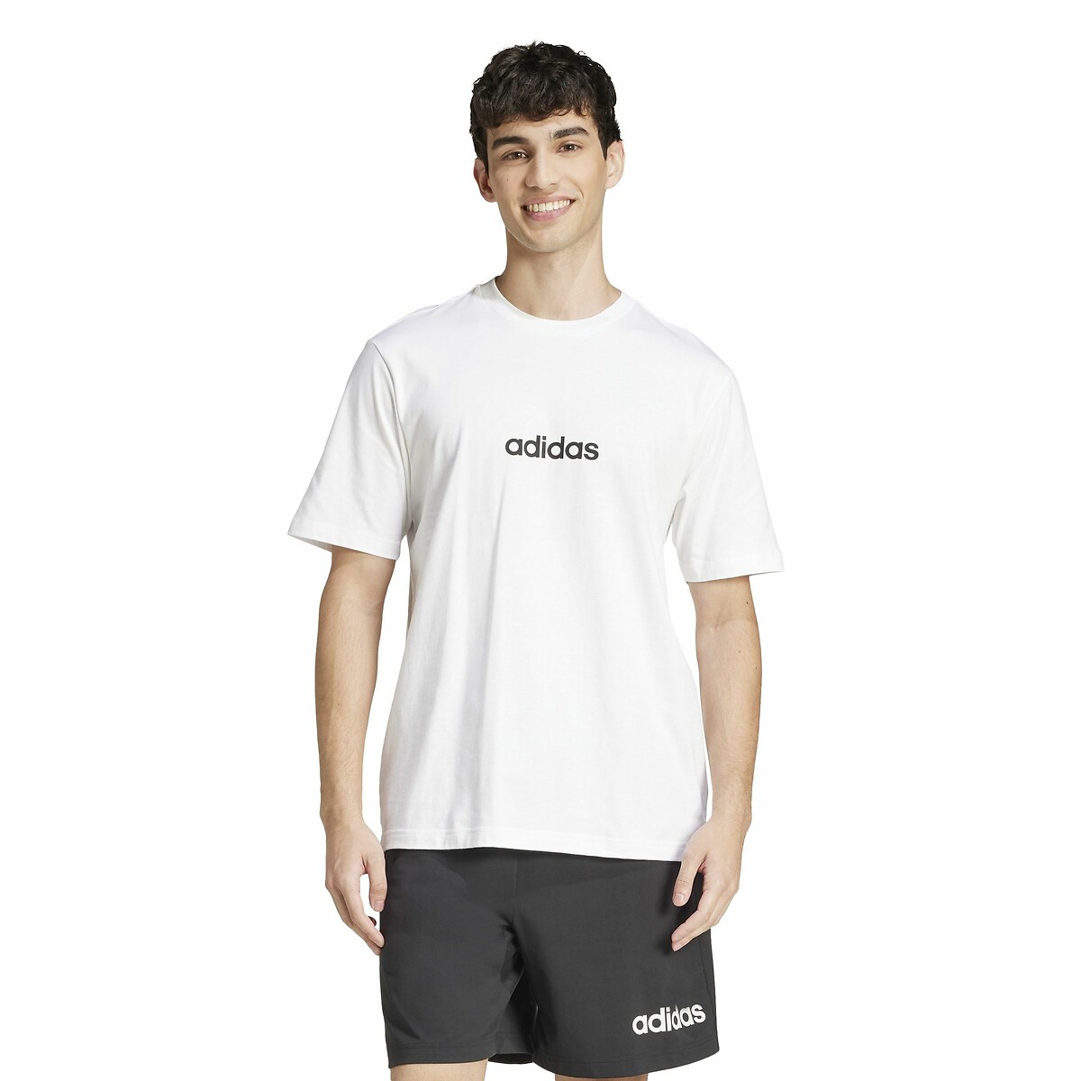 T-shirt a maniche corte con logo Essentiel Linear bianco, ADIDAS SPORTSWEAR