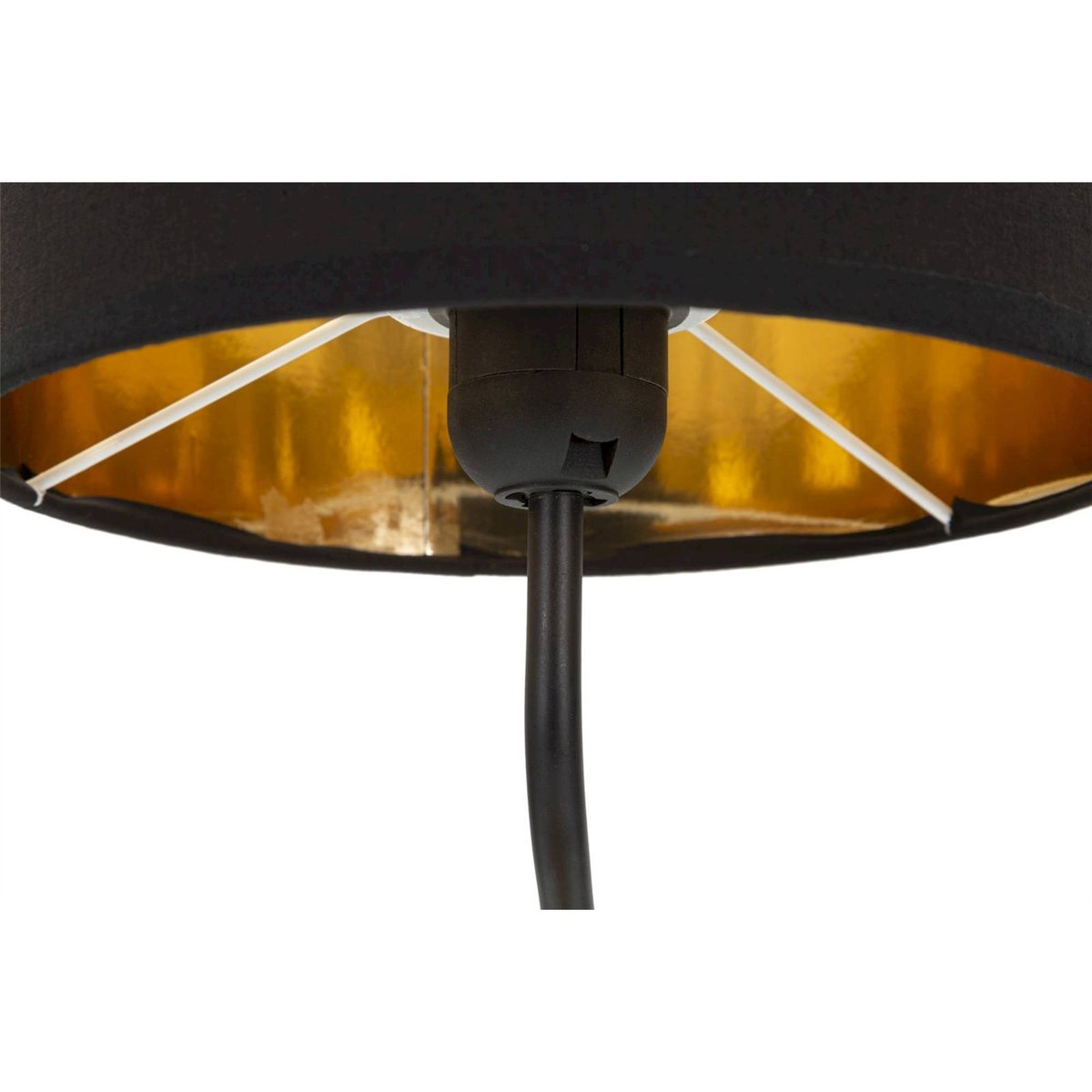 Lampe à poser singe abat-jour tissu en fer GLAM doré et noir, RECOLLECTION