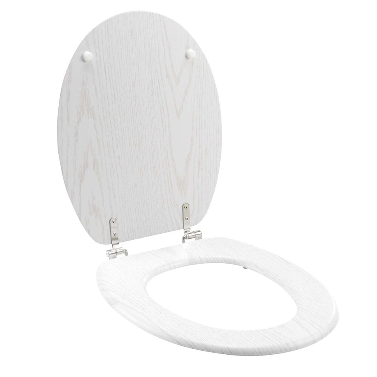 Abattant WC MDF charnières métal effet bois Strata blanc blanc, DECORATIE