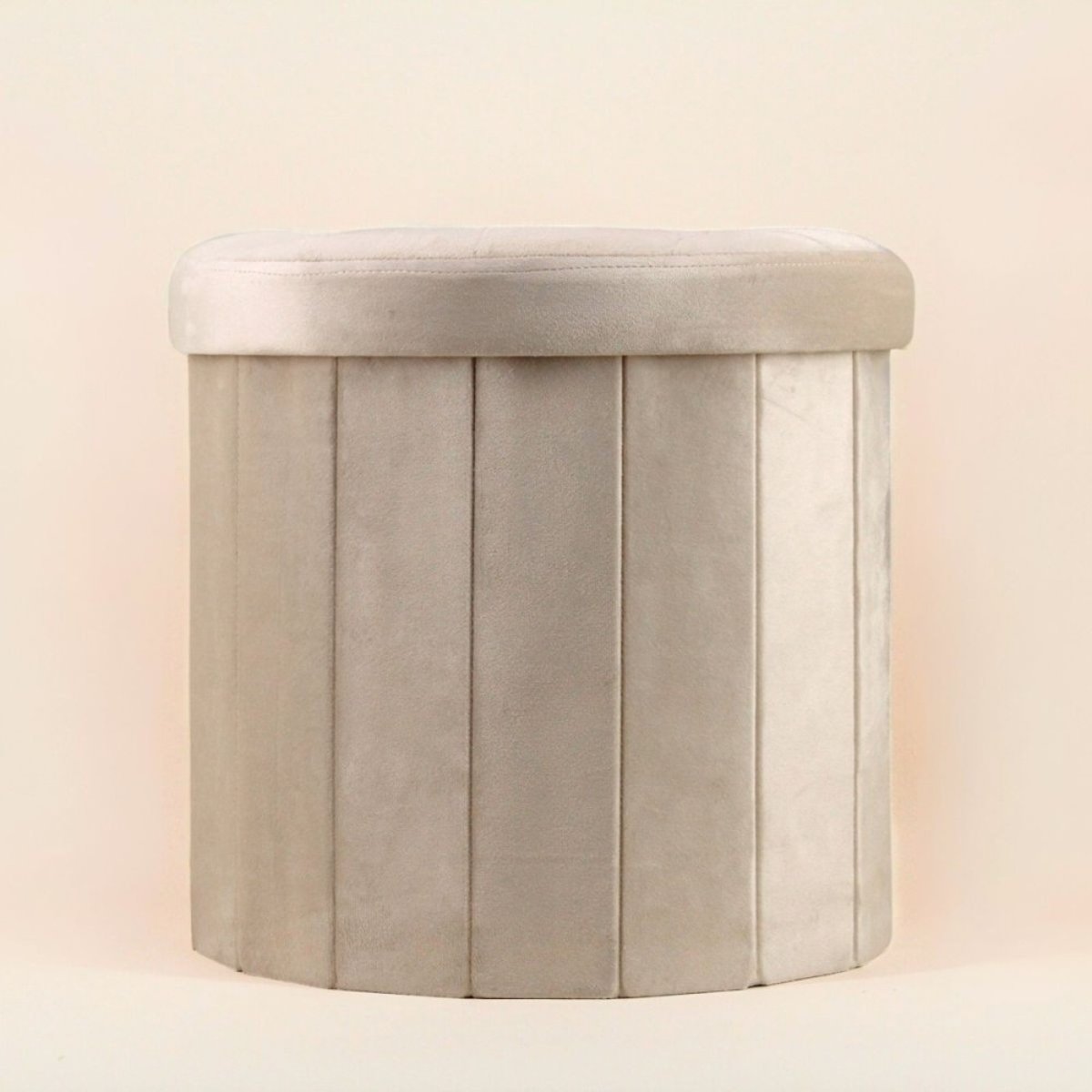 Pouf coffre en velours 38cm beige, ORNAMI
