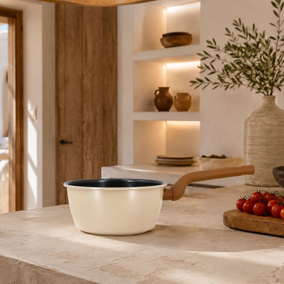 Casserole 16cm en acier carbone, PRATICOOK beige, MENASTYL