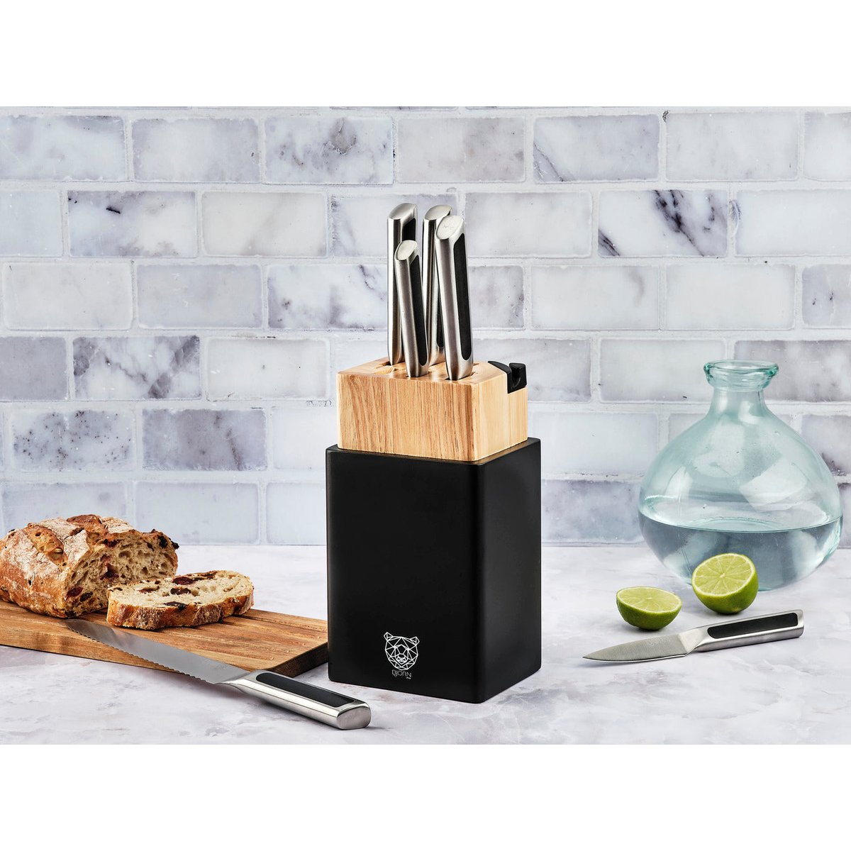 Lot de 6 couteaux de cuisine en inox, NUDE inox et noir mat, BJORN