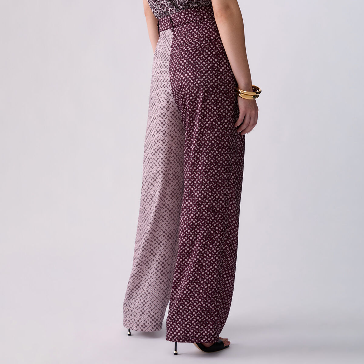 Pantalon bicolore en sergé aubergine, LIU JO
