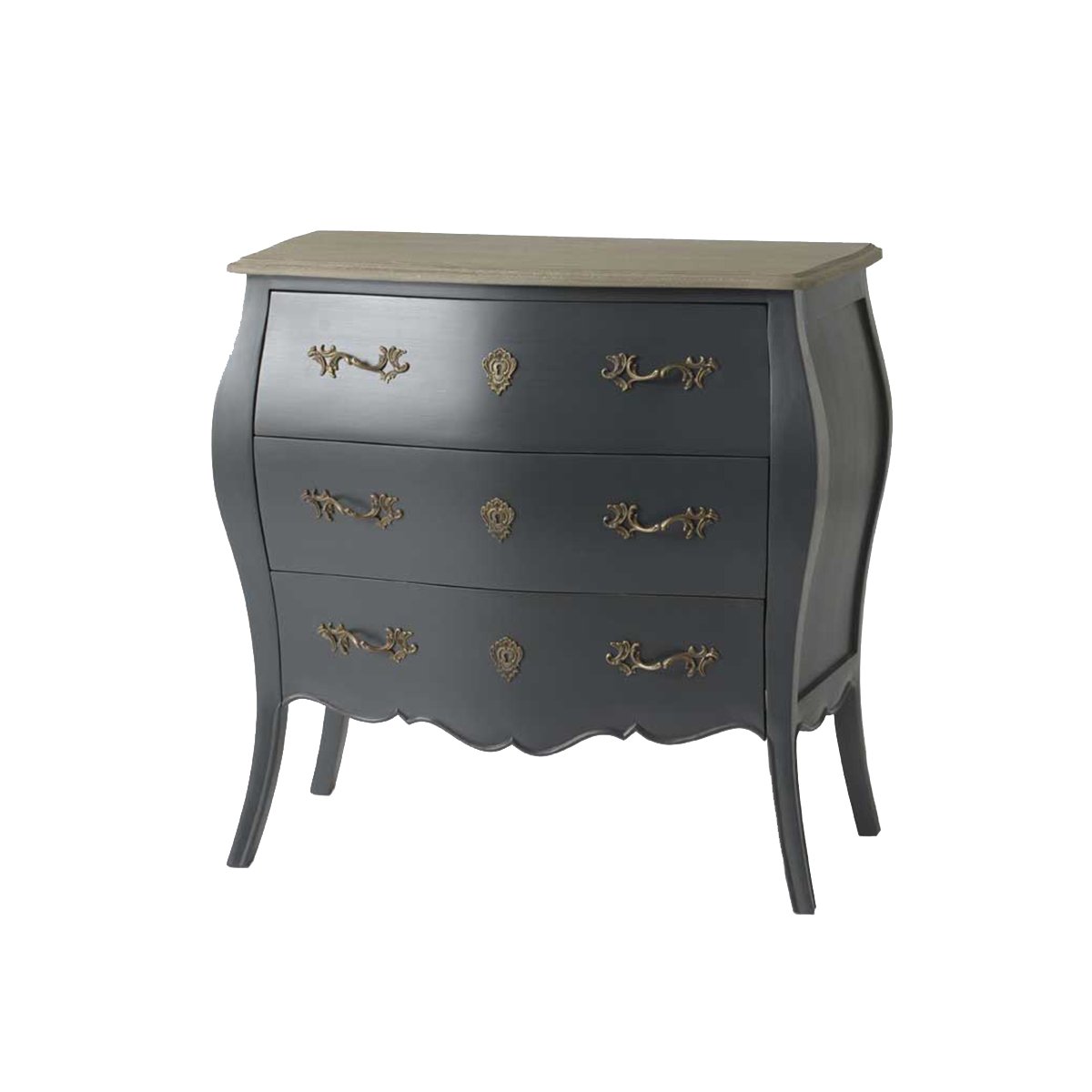 Commode Murano Céleste 3 Tiroirs gris, AMADEUS