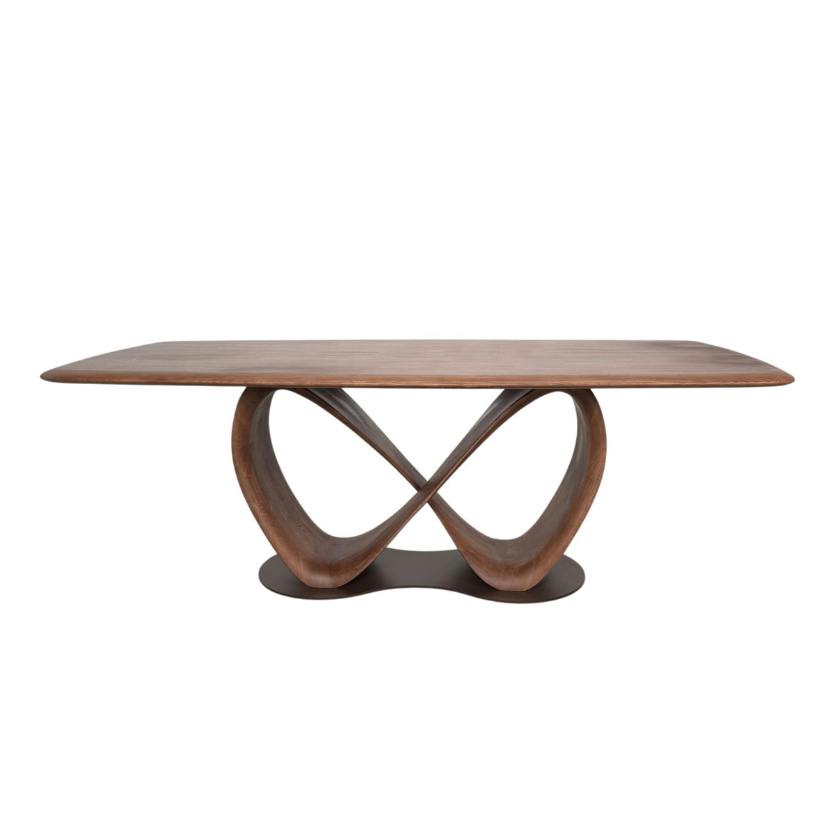 Table à manger bois de frêne à pied design ruban 220 cm ALDER marron, PIER IMPORT