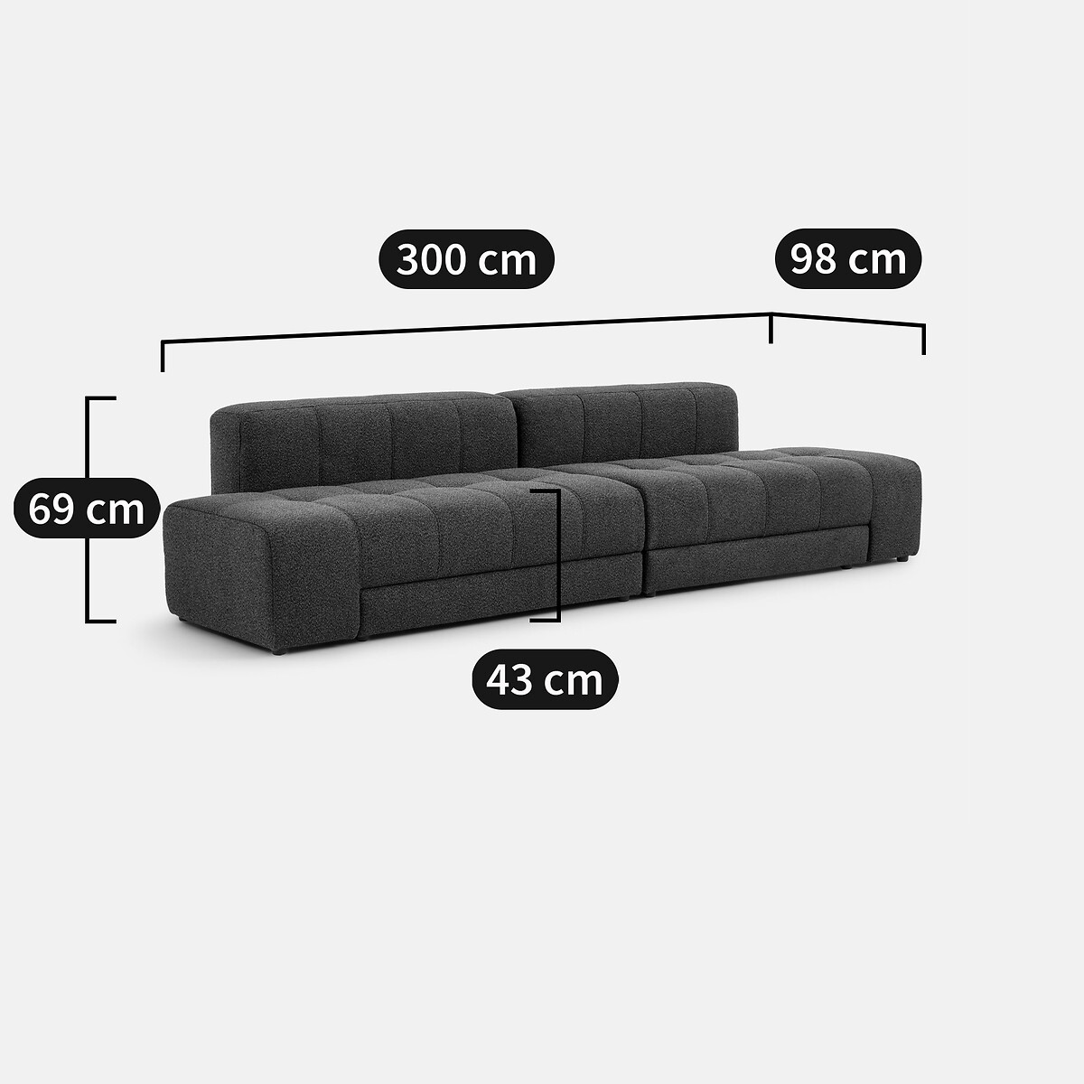 Canapé droit, 5 places, 4 en 1, en bouclette fine, FANO ecru, LA REDOUTE INTERIEURS