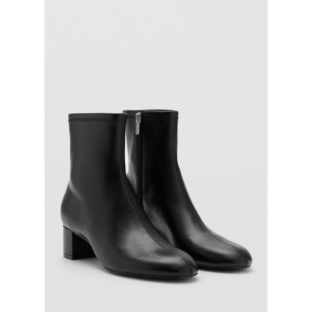 Bottines bloc bout rond noir, MANGO