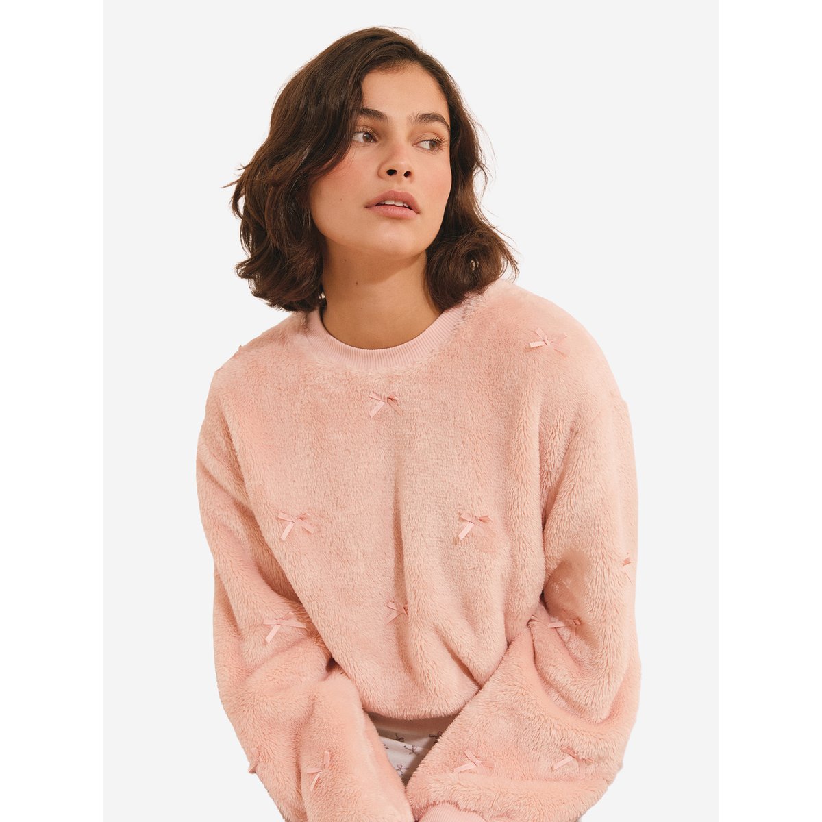 Sweatshirt avec noeuds BRUNO rose poudre, ETAM