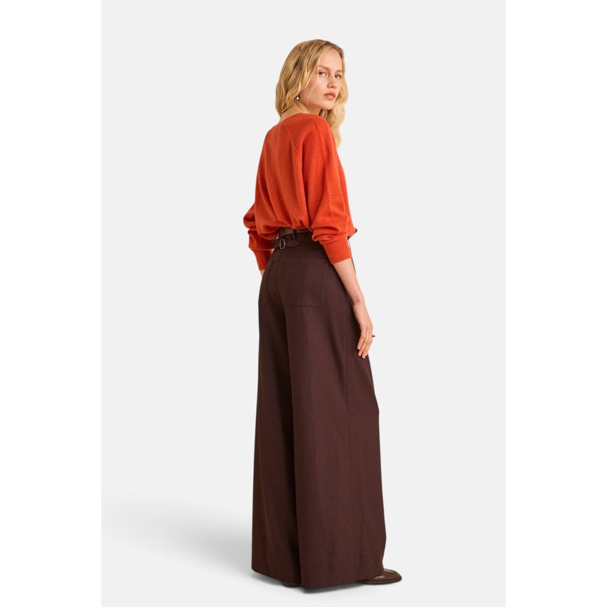 Pantalon large à pinces DAISY aubergine, Maison 123