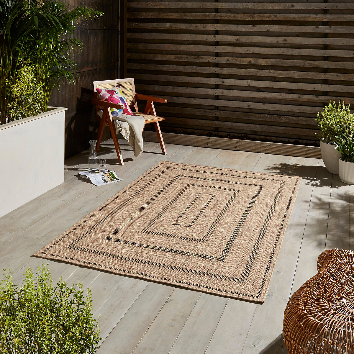 Lattice Flat Weave Indoor/Outdoor Rug natural/black, SO'HOME