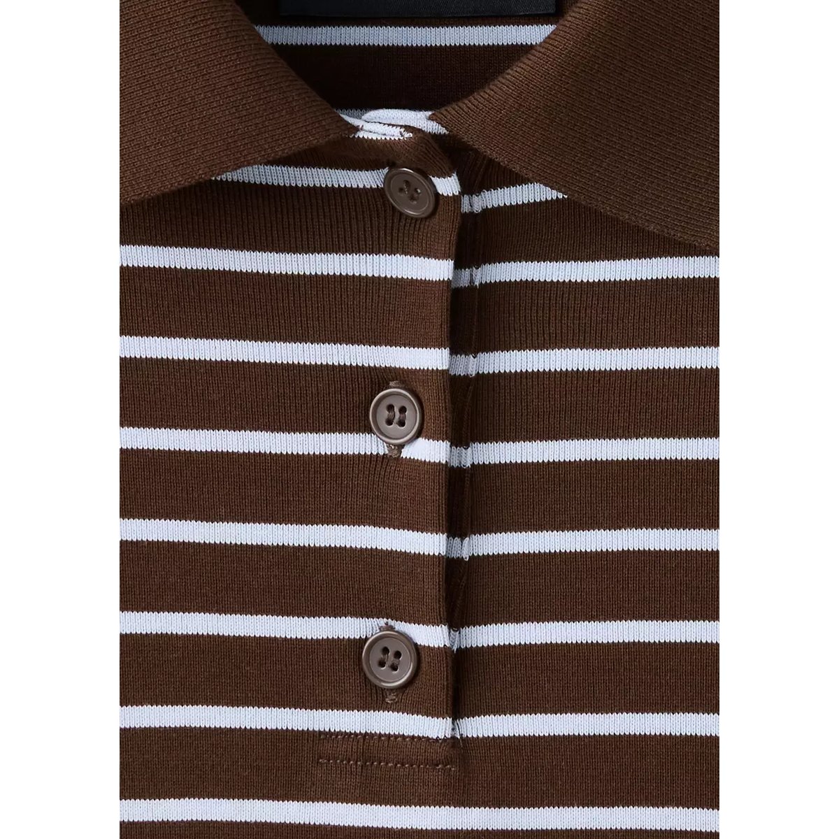 Polo coton rayures contrastantes marron, MANGO