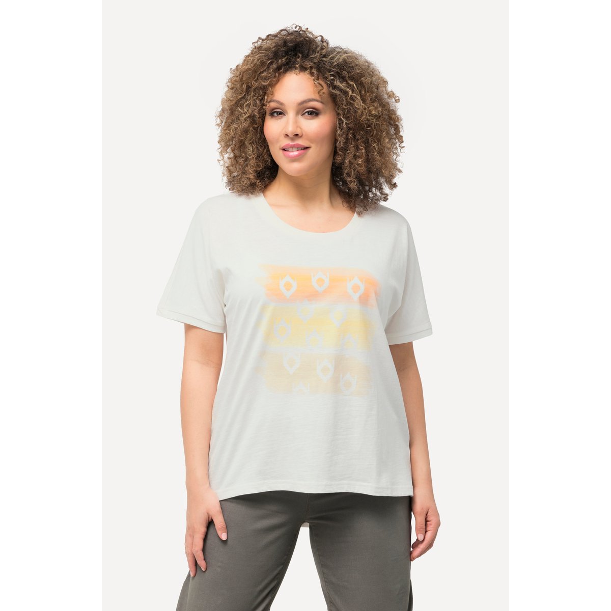T-shirt à rayures oversized à col rond et blanc cassé, ULLA POPKEN