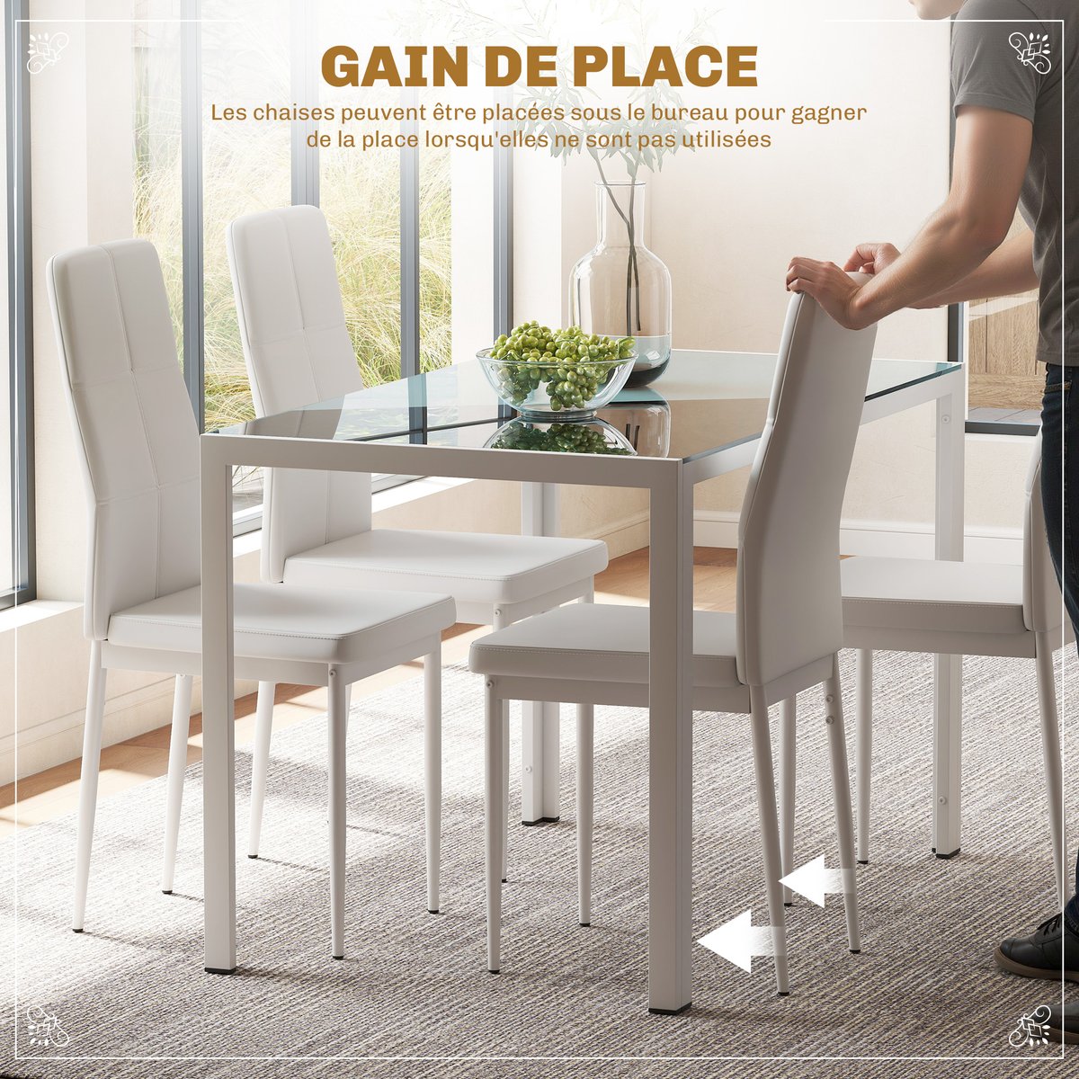 Ensemble de table à manger Métal Blanc blanc, HOMCOM