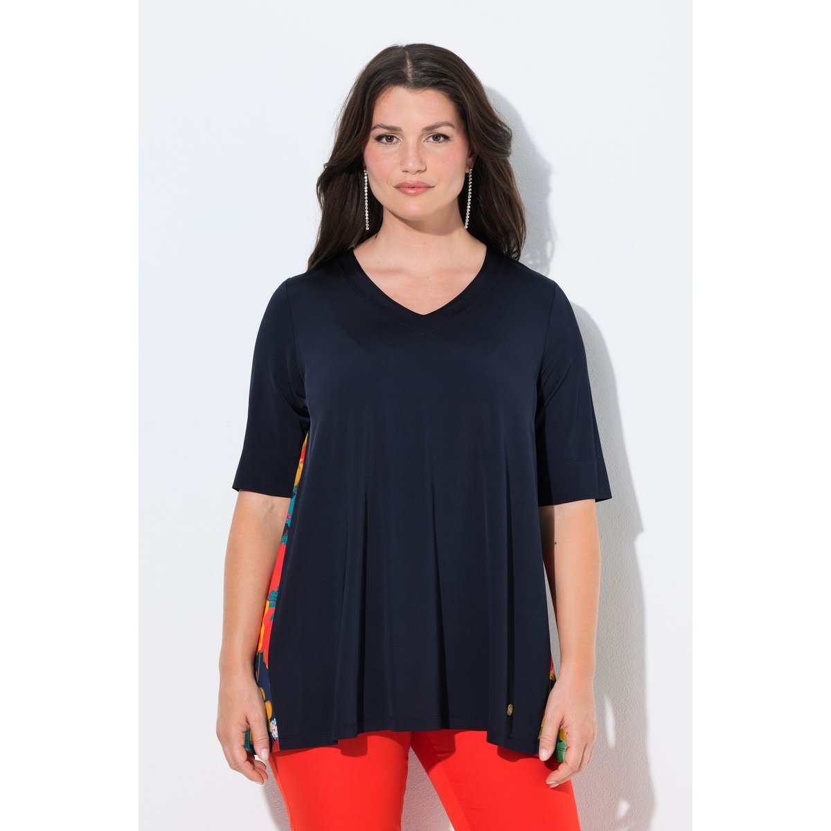 T-shirt au tombé fluide, plis godet marine foncé, ULLA POPKEN