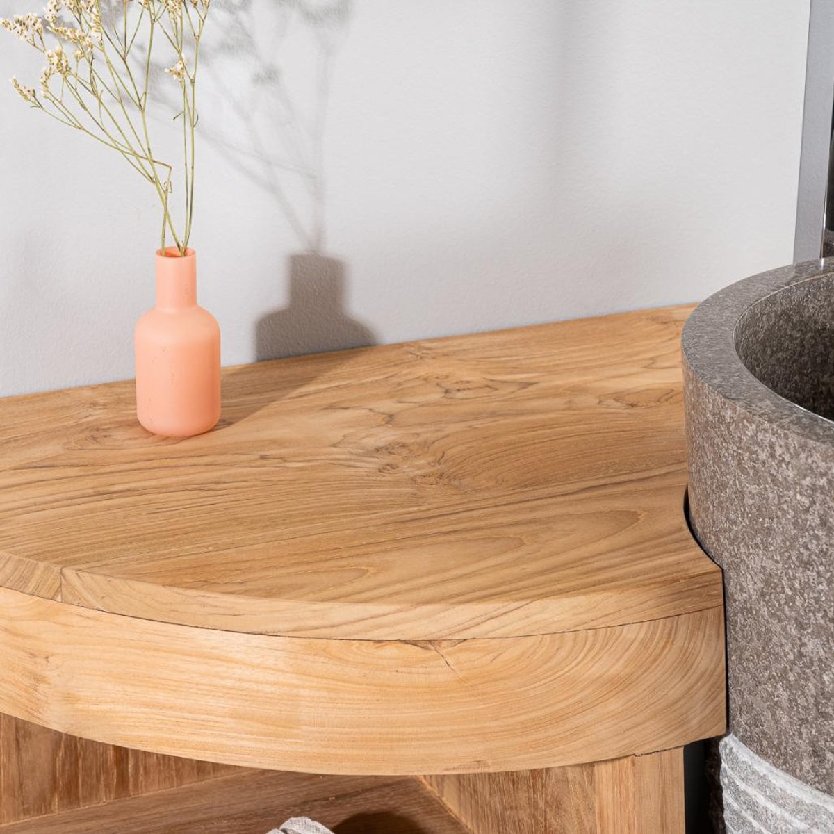 Meuble sous vasque en teck rectangle + vasque 120cm FLORENCE gris, WANDA COLLECTION