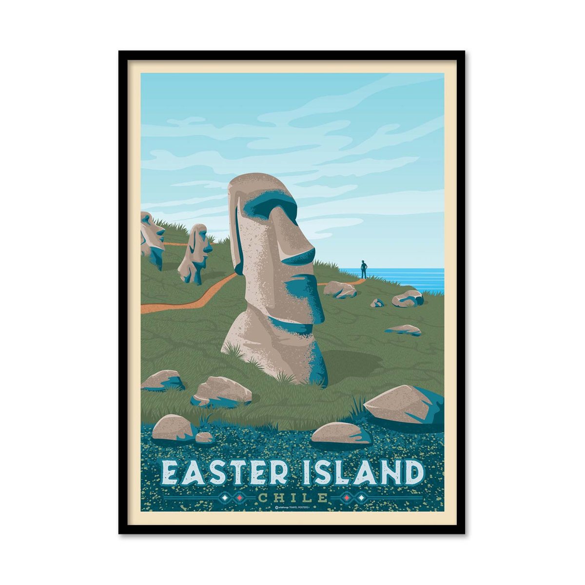 Affiche d'art - Easter Island - Olahoop Travel Posters couleur unique, WALL EDITIONS
