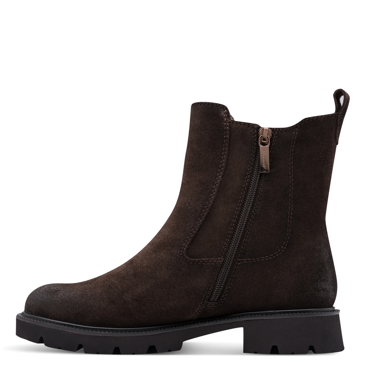 Bottine Chelsea en cuir marron antilope combiné, TAMARIS