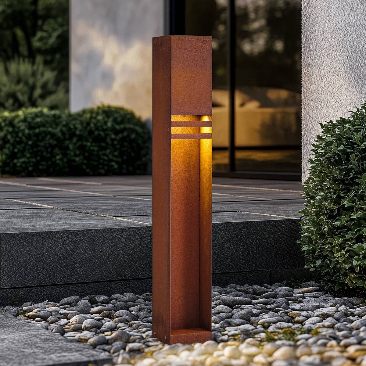 Luminaire extérieur en métal moderneLED couleur rouille, LUCANDE
