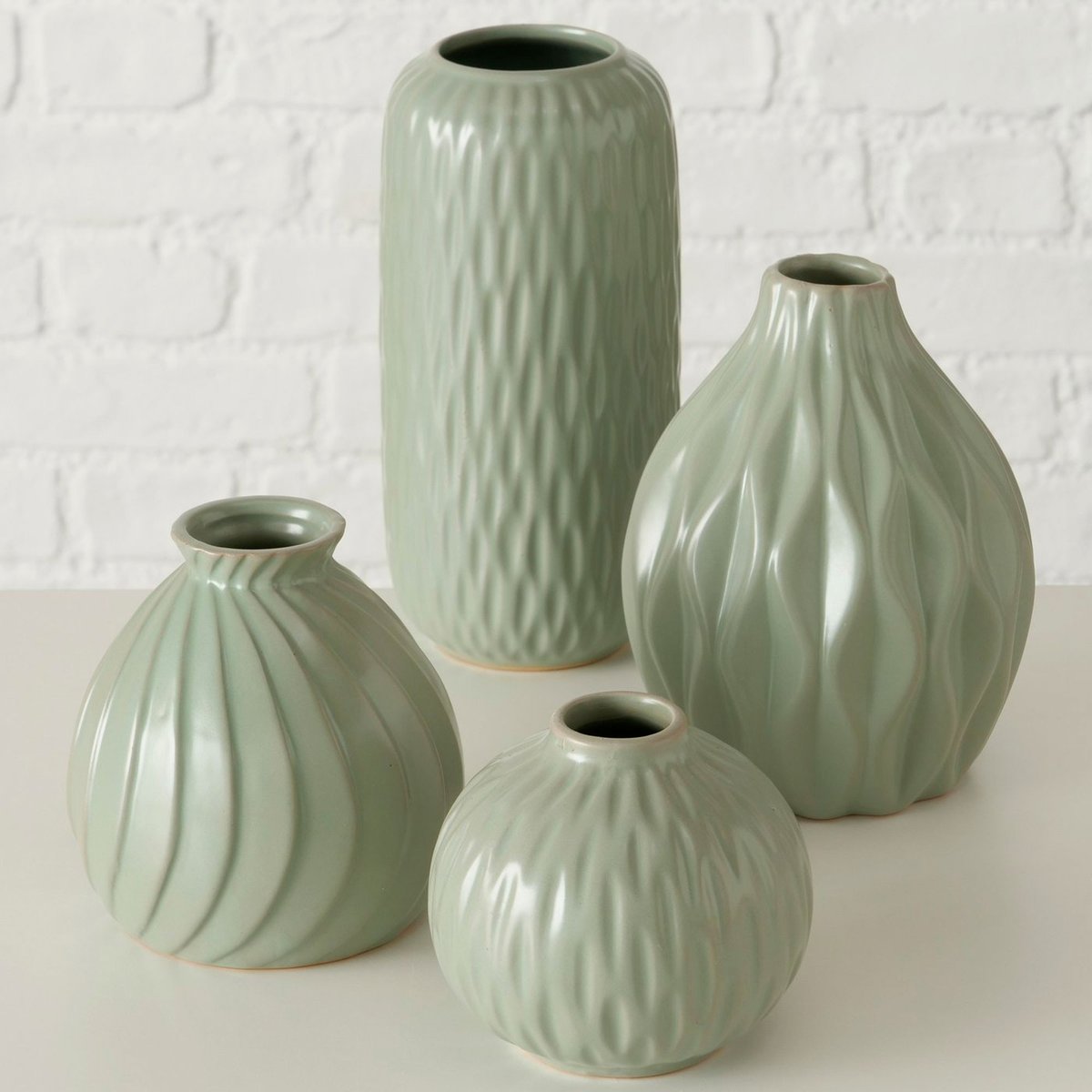 Set de 4 vases design en porcelaine verte 12x12x19cm marron, WADIGA