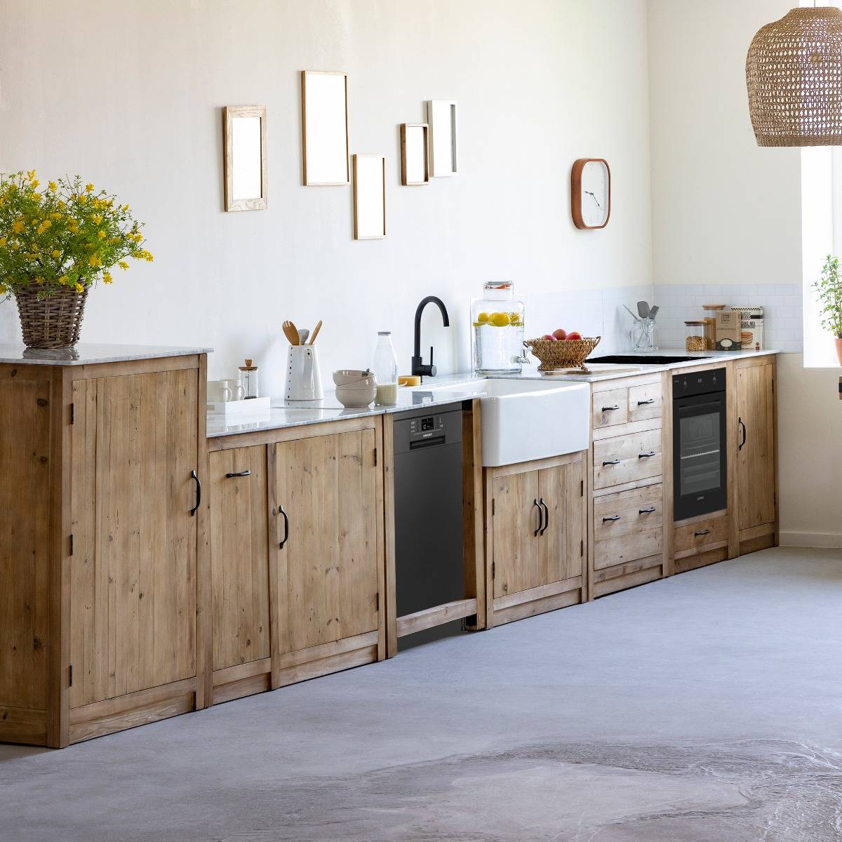 Meuble bas de cuisine en bois recyclé EPURE bois clair, MADE IN MEUBLES 