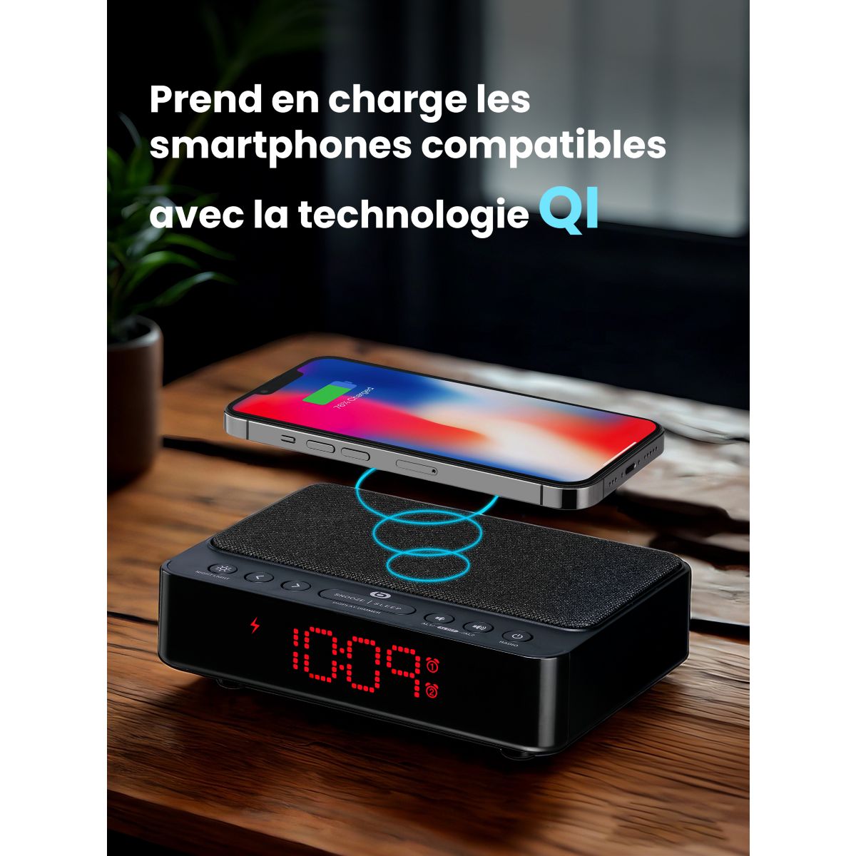 Radio réveil RRVI-100 Charge Induction couleur unique, ESSENTIEL B