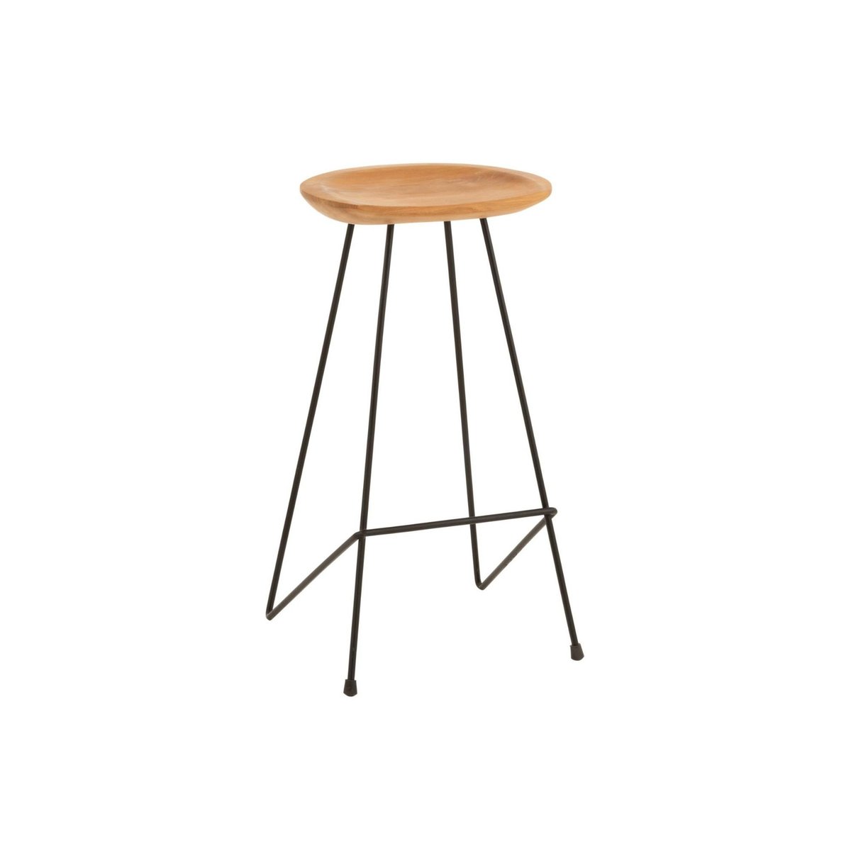 Tabouret de bar en teck et métal (lot de 2) - FELIX bois clair, HELLIN, DEPUIS 1862