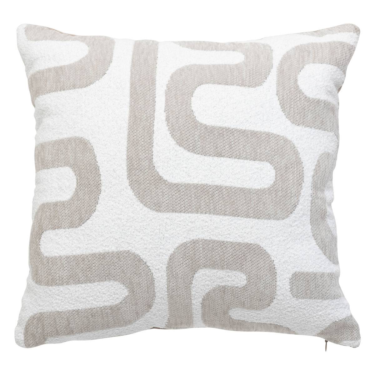 Coussin déhoussable en chenille jacquard SAFINA beige lin, ATMOSPHERA