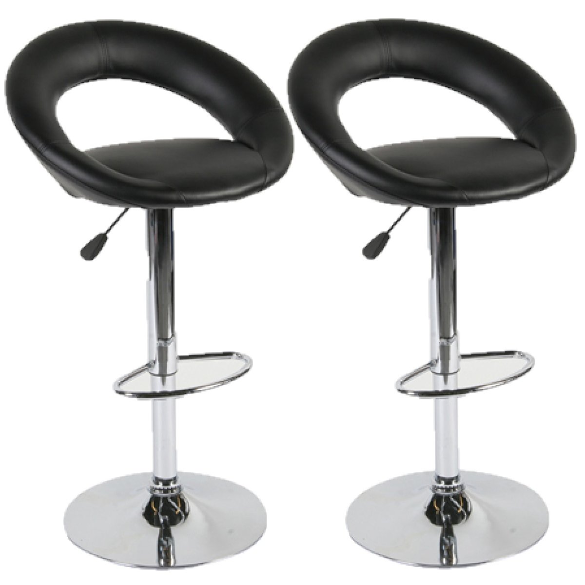 Lot de 2 tabourets de bar en similicuir SASHA noir, TOILINUX